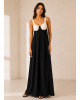 Maxi Φόρεμα Δίχρωμο με Ανοιχτή Πλάτη Black