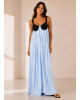 Maxi Φόρεμα Δίχρωμο με Ανοιχτή Πλάτη Light Blue