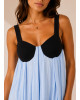 Maxi Φόρεμα Δίχρωμο με Ανοιχτή Πλάτη Light Blue