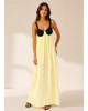 Maxi Φόρεμα Δίχρωμο με Ανοιχτή Πλάτη Yellow