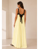 Maxi Φόρεμα Δίχρωμο με Ανοιχτή Πλάτη Yellow