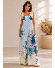 Maxi Φόρεμα Floral με Δέσιμο στους Ώμους Light blue