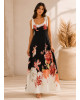 Maxi Φόρεμα Floral με Δέσιμο στους Ώμους Black