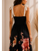 Maxi Φόρεμα Floral με Δέσιμο στους Ώμους Black