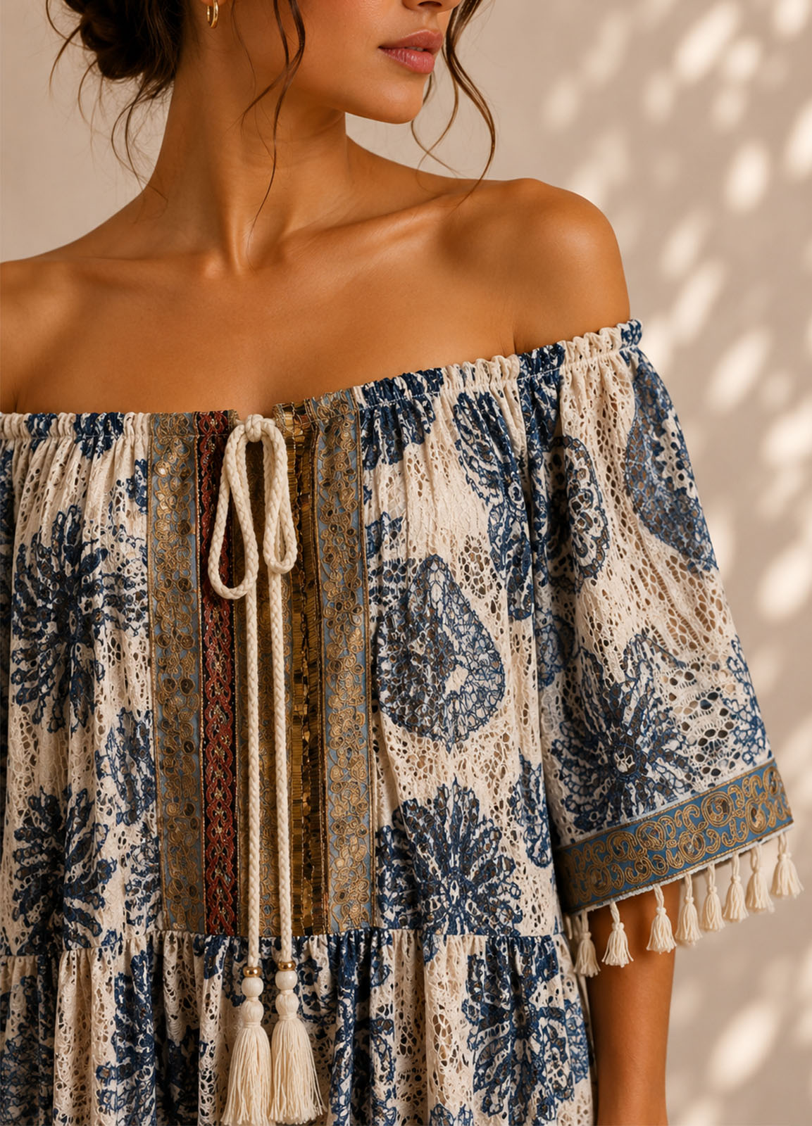 Oversized Midi Φόρεμα Boho με Paisley Print