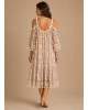 Boho Midi Φόρεμα Off-Shoulder με Πλεκτές Τιράντες & Δαντέλα