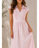 Maxi Φόρεμα με Γιακά Pink