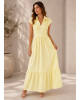 Maxi Φόρεμα με Γιακά Yellow