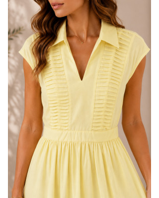 Maxi Φόρεμα με Γιακά Yellow