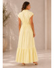 Maxi Φόρεμα με Γιακά Yellow
