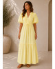 Maxi Φόρεμα με Πιέτες & Balloon Μανίκια Yellow