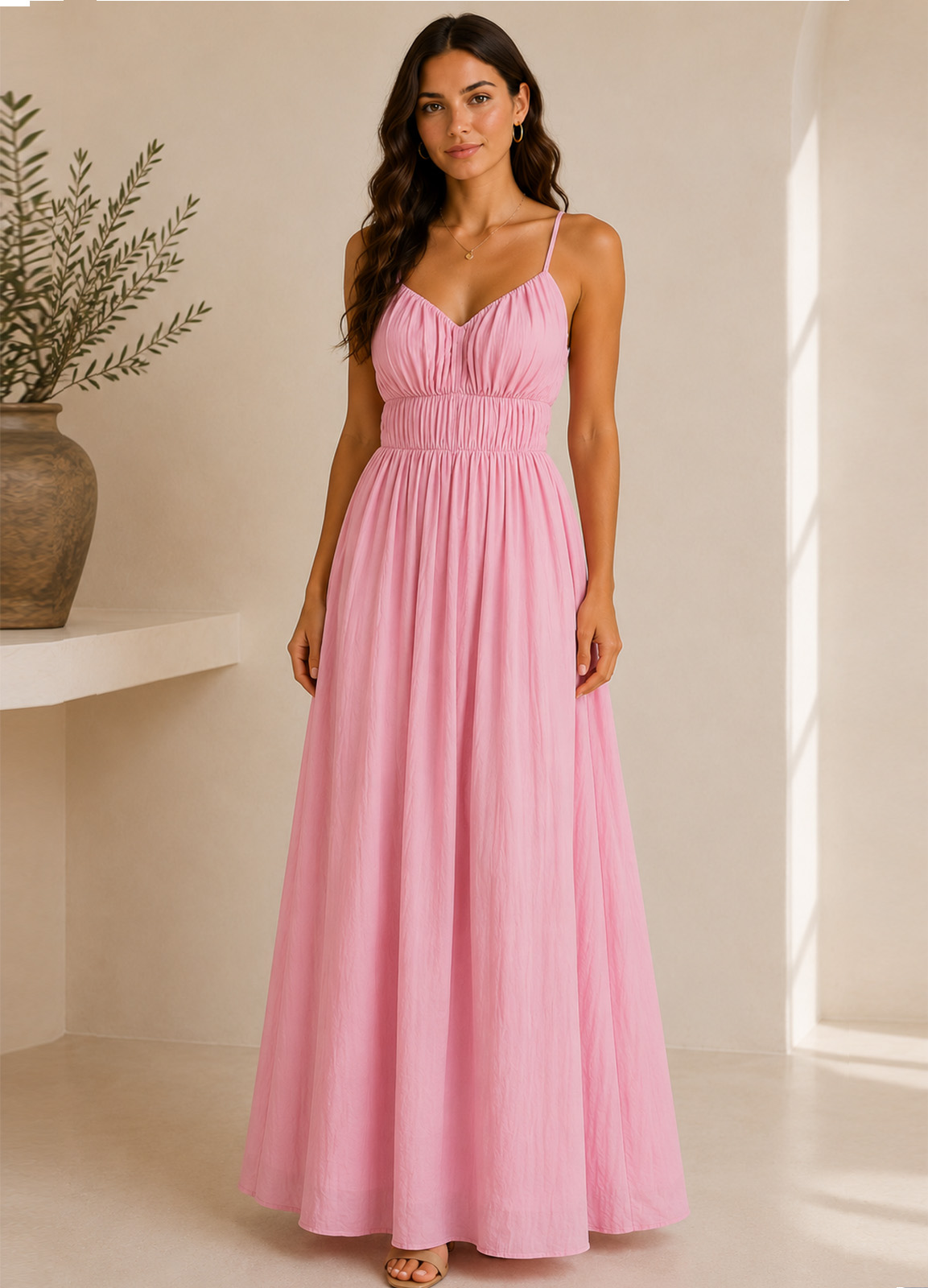 Maxi Φόρεμα με Cups Pink