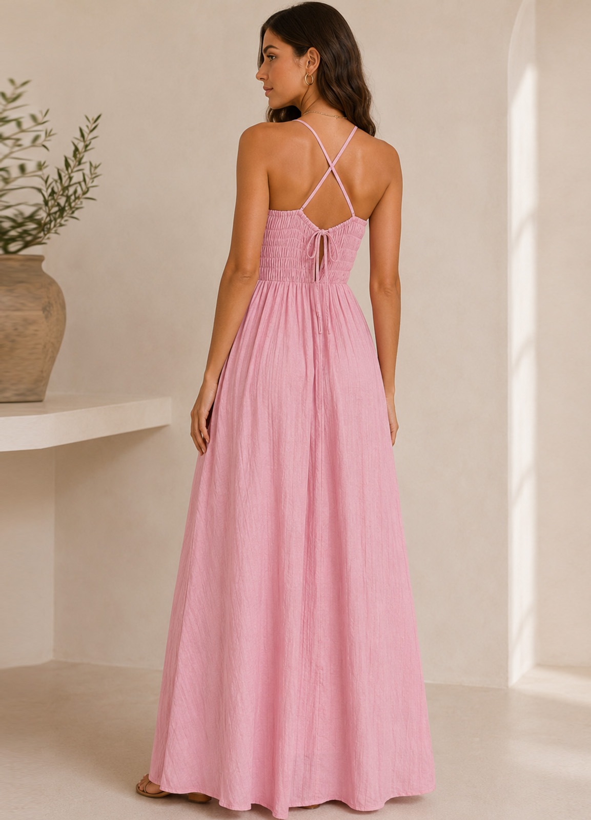 Maxi Φόρεμα με Cups Pink