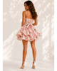 Mini Floral Φόρεμα με Φουσκωτά Βολάν Pink