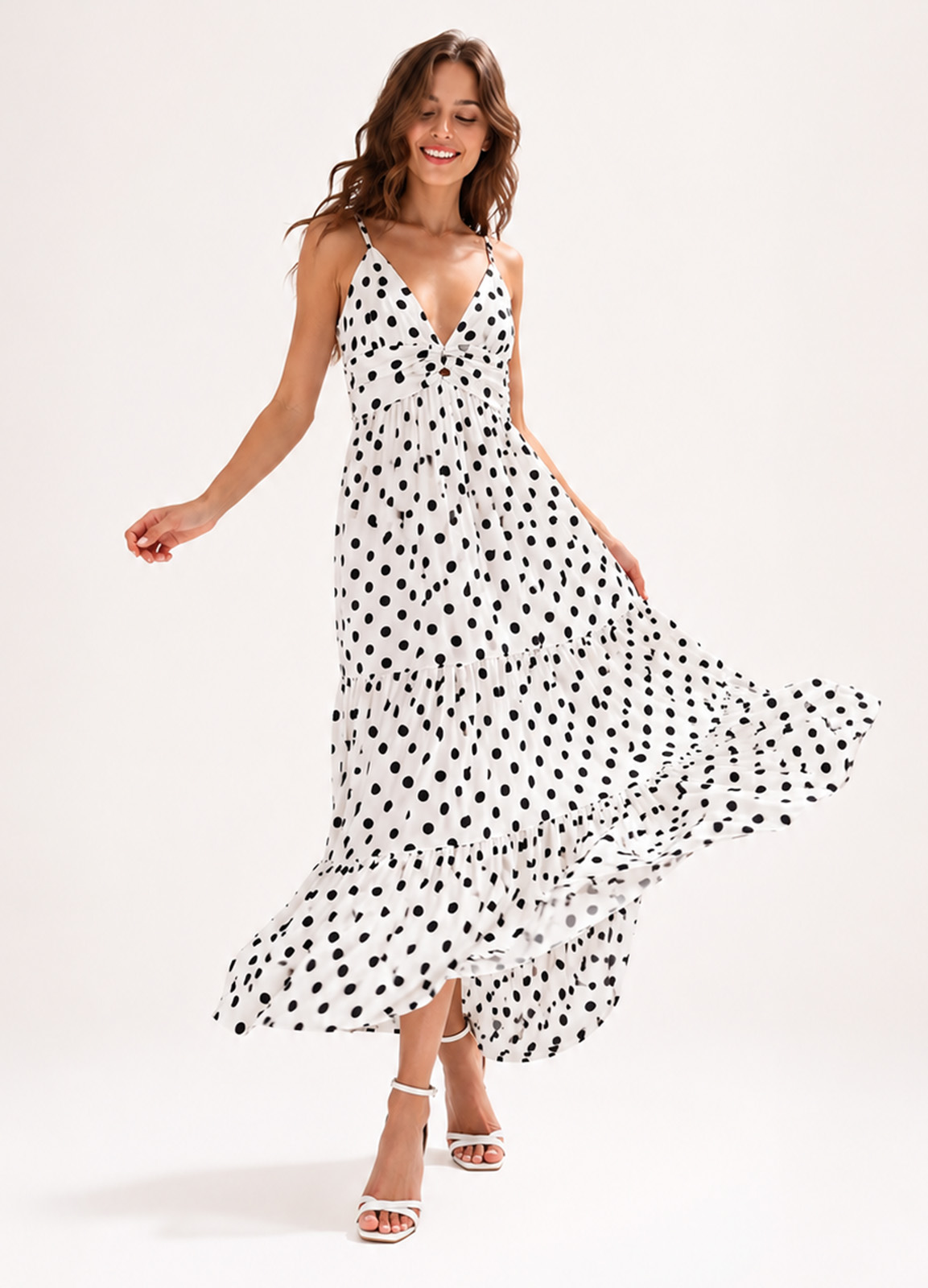 Maxi Φόρεμα Πουά White