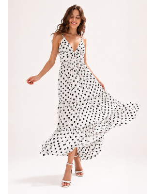 Maxi Φόρεμα Πουά White