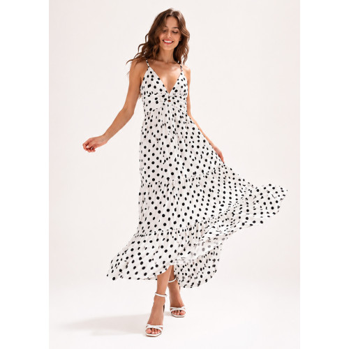 Maxi Φόρεμα Πουά White