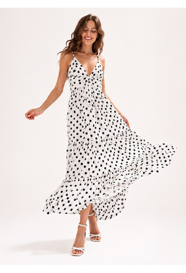 Maxi Φόρεμα Πουά White