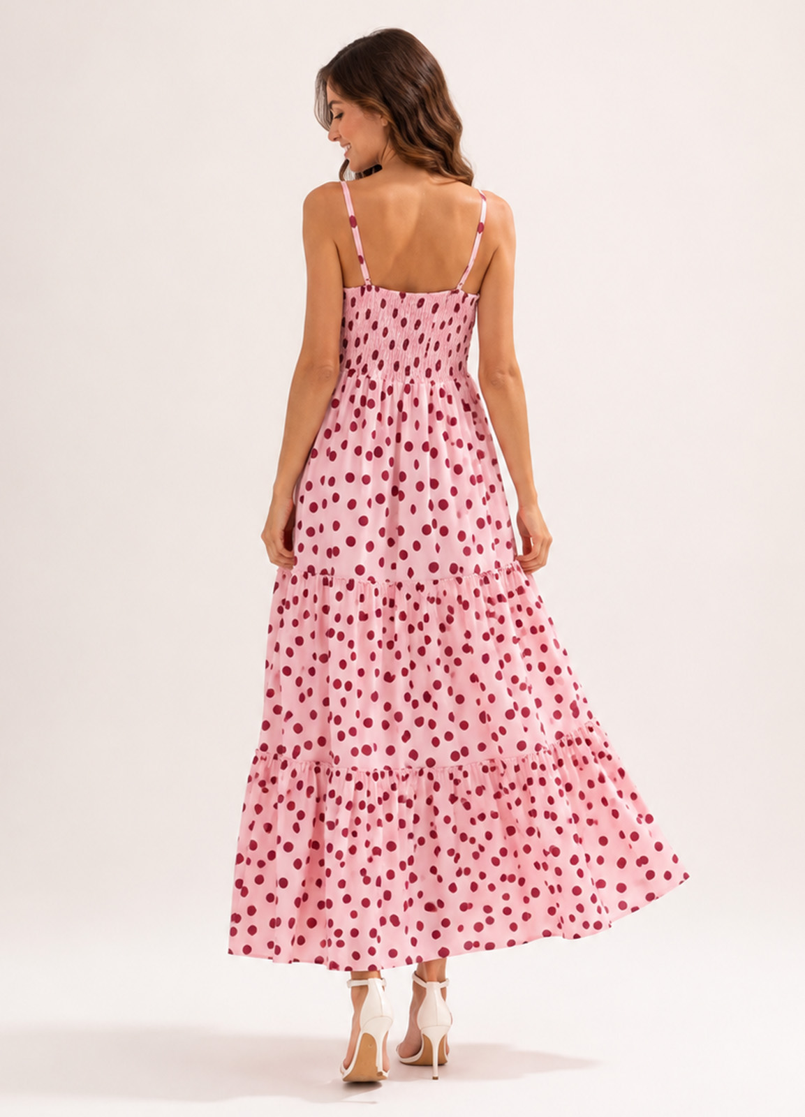 Maxi Φόρεμα Πουά Pink