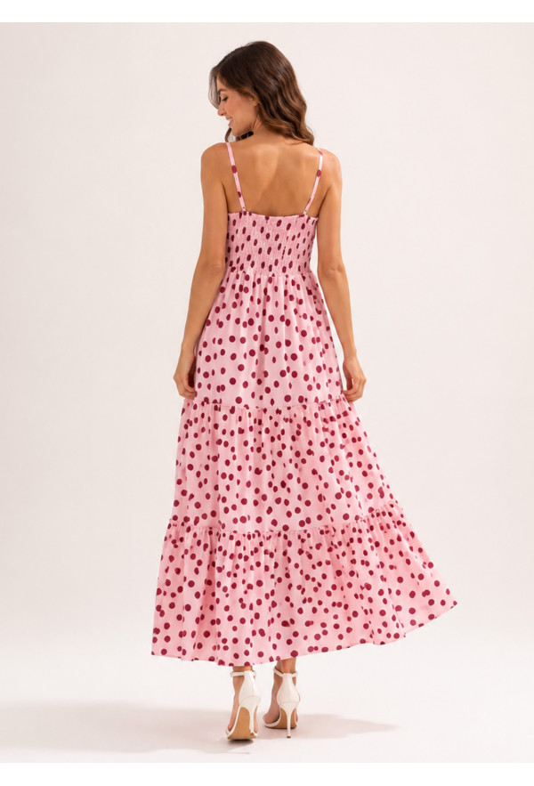 Maxi Φόρεμα Πουά Pink