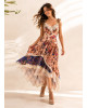 Maxi Ασύμμετρο Φόρεμα με Δαντέλα & Floral Print