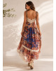 Maxi Ασύμμετρο Φόρεμα με Δαντέλα & Floral Print