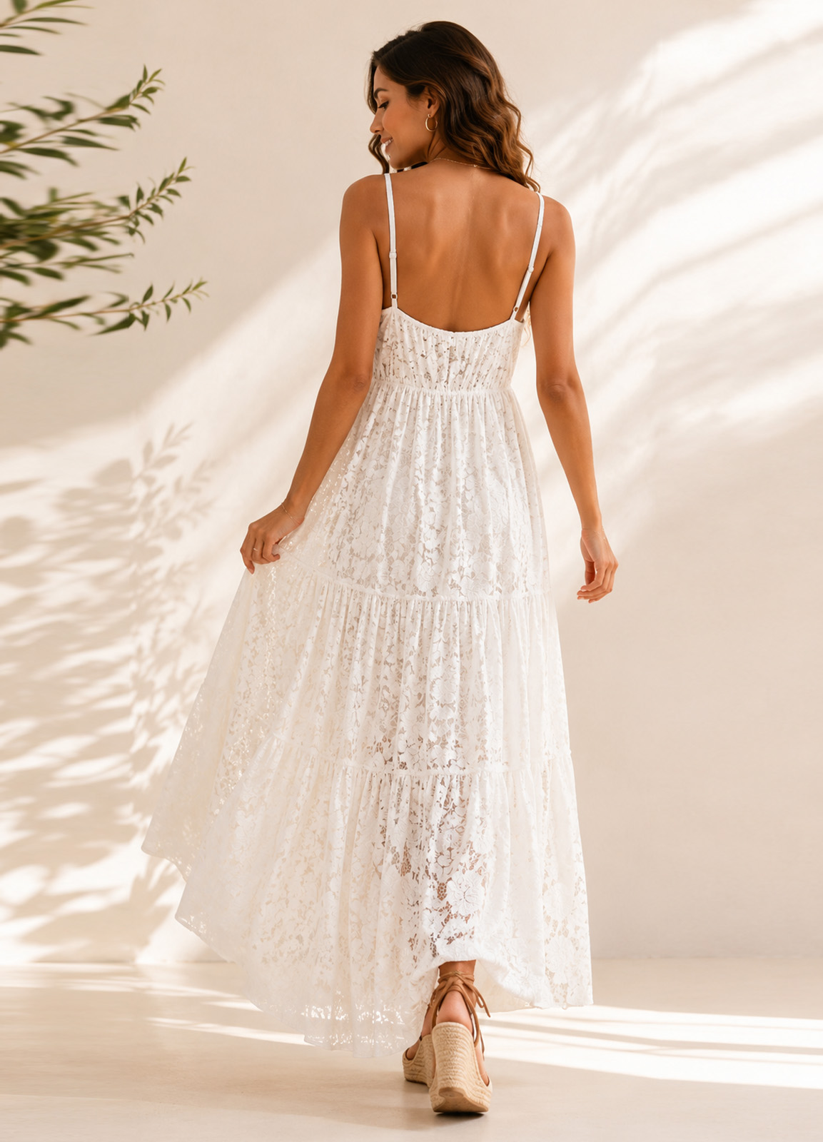 Μακρύ Δαντελένιο Φόρεμα με Χάντρες & Boho Λεπτομέρειες 