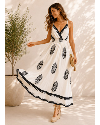 Maxi Φόρεμα Κρουαζέ & Boho Print
