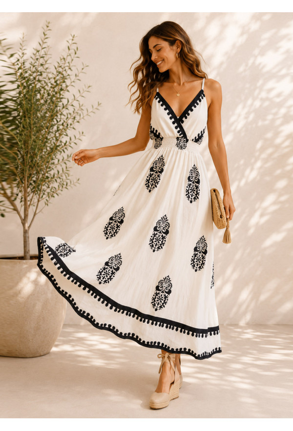 Maxi Φόρεμα Κρουαζέ & Boho Print