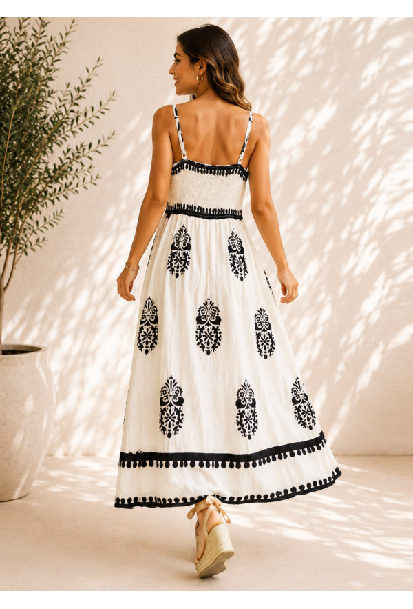 Maxi Φόρεμα Κρουαζέ & Boho Print