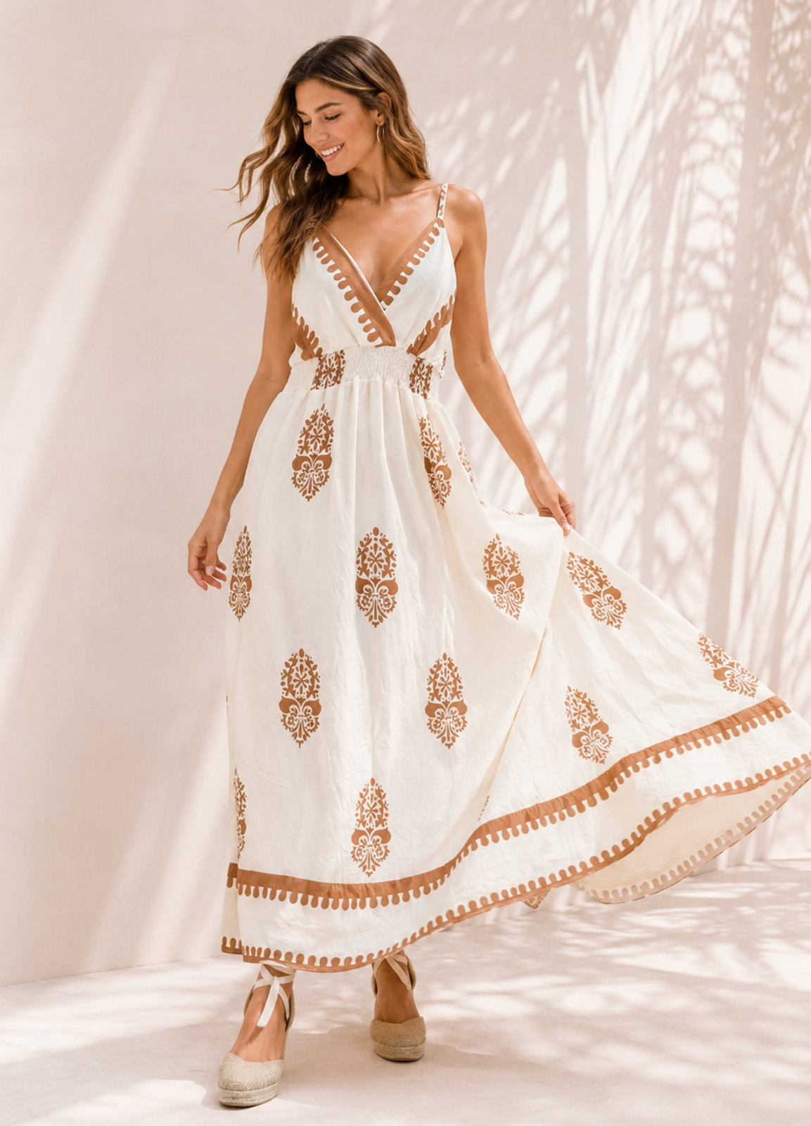 Maxi Φόρεμα Κρουαζέ & Boho Print