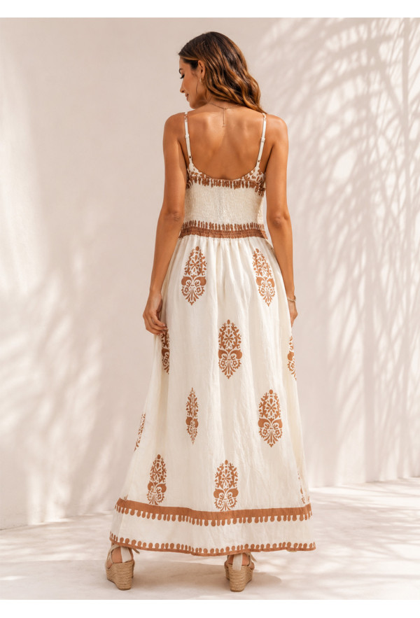 Maxi Φόρεμα Κρουαζέ & Boho Print