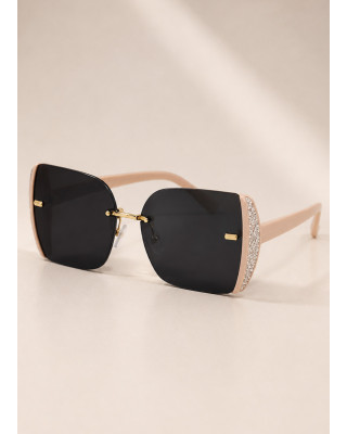 Γυαλιά Ηλίου Rimless με Nude Βραχίονες & Glitter Λεπτομέρειες