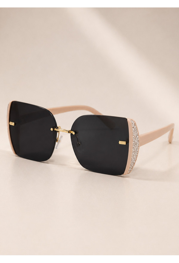 Γυαλιά Ηλίου Rimless με Nude Βραχίονες & Glitter Λεπτομέρειες