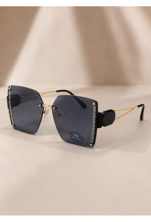 Γυαλιά Ηλίου Rimless με Glitter Λεπτομέρεια – Black