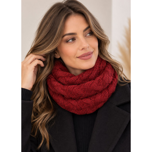 Πλεκτός Λαιμός με Ανάγλυφο Σχέδιο Burgundy 