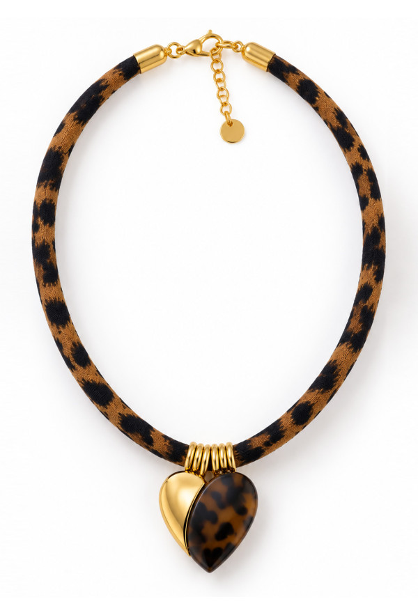 Κολιέ Animal Print με Καρδιά