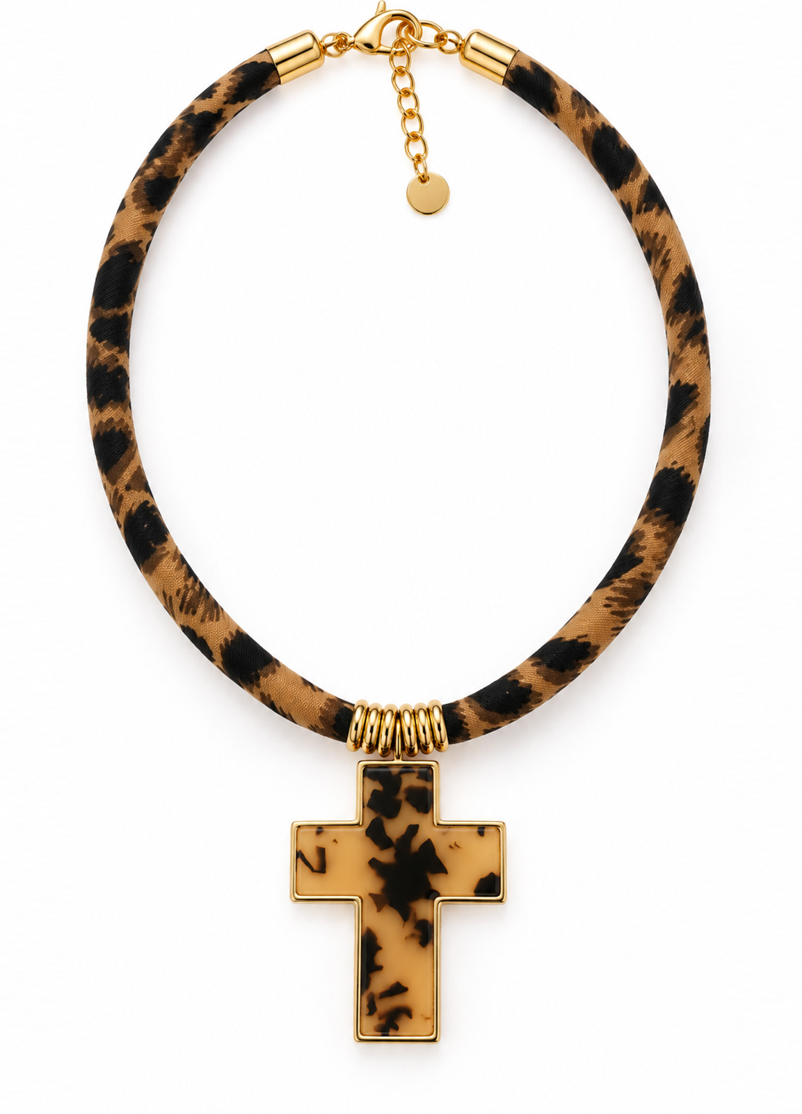 Κολιέ Animal Print με Μεγάλο Σταυρό