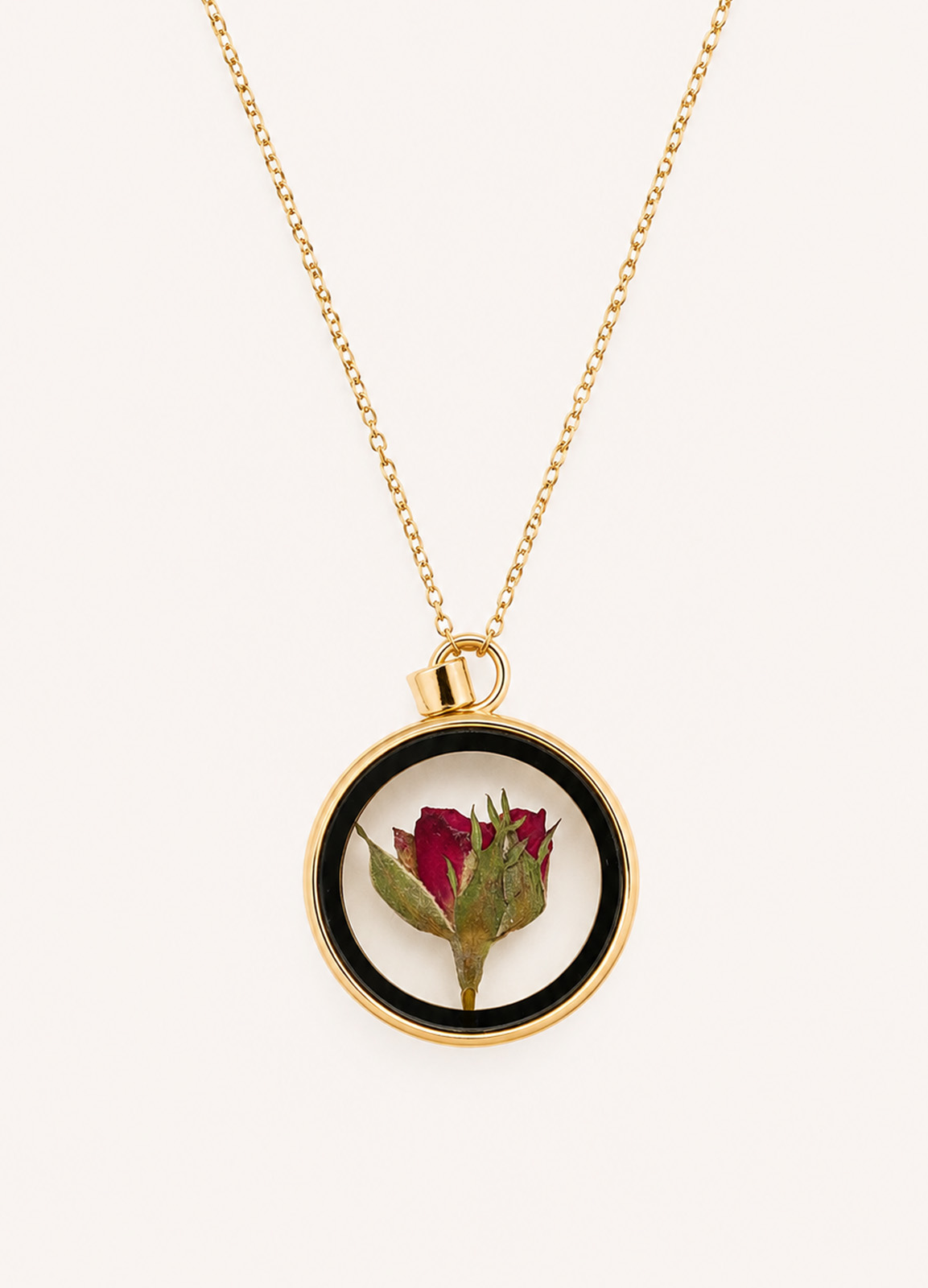 Κολιέ Glass and Flower Rose