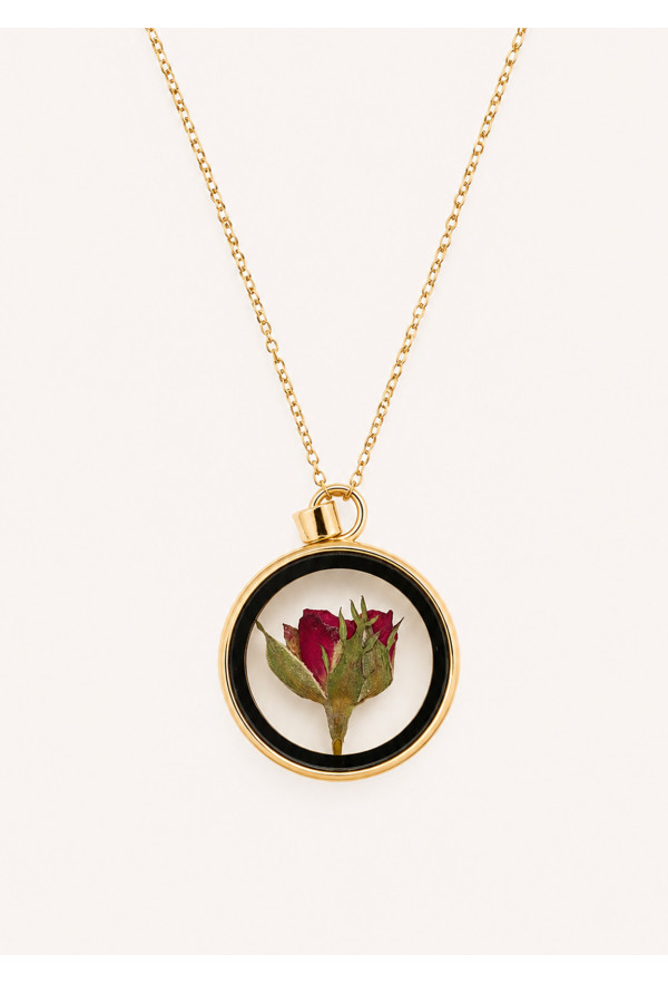 Κολιέ Glass and Flower Rose