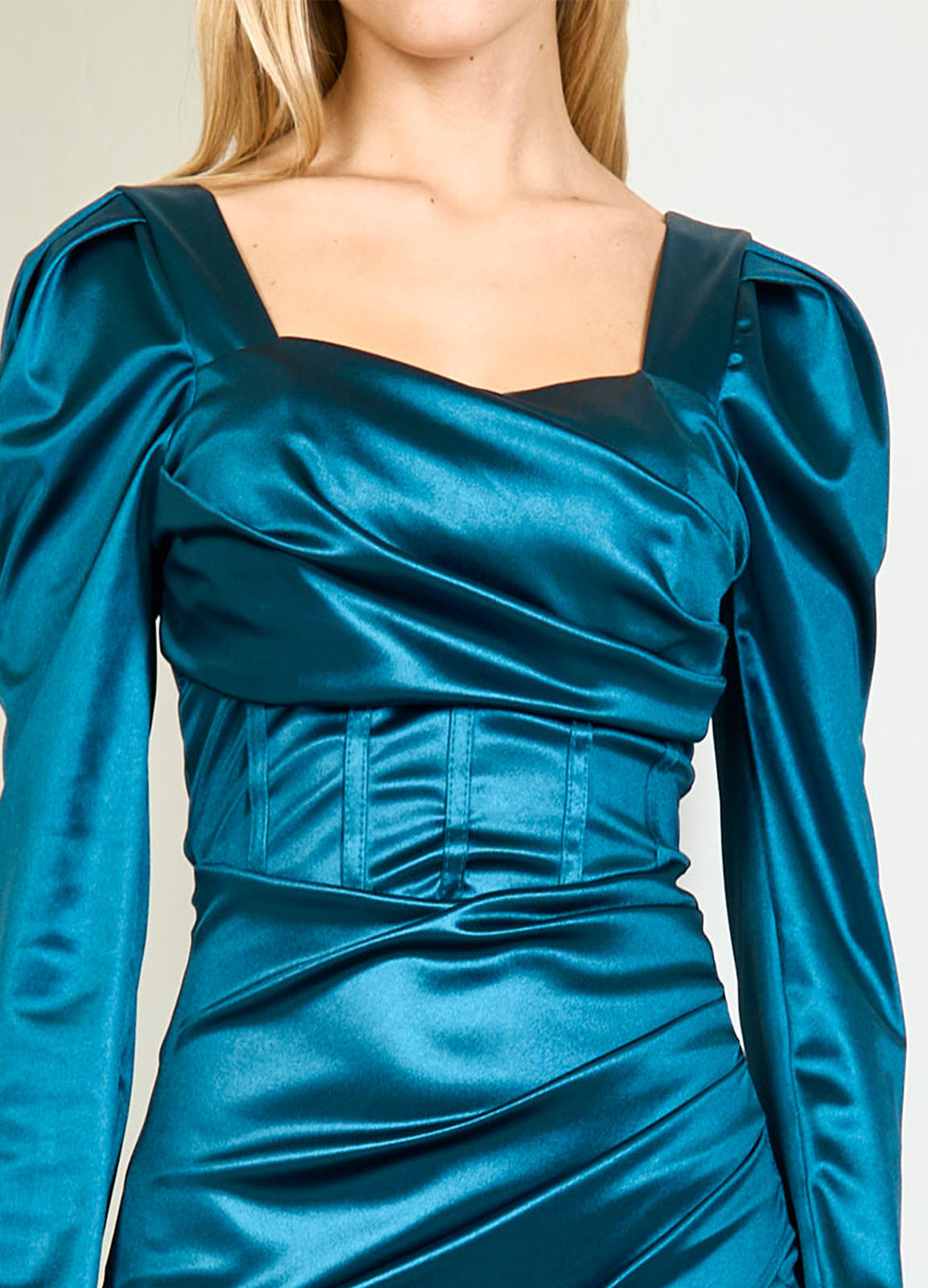 Φόρεμα Midi Σατέν Teal