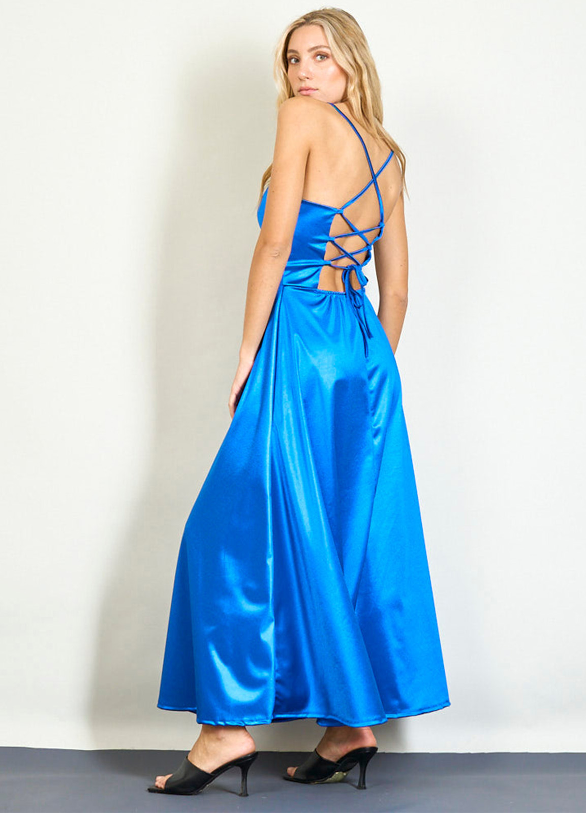 Φόρεμα Μακρύ Σατέν Blue