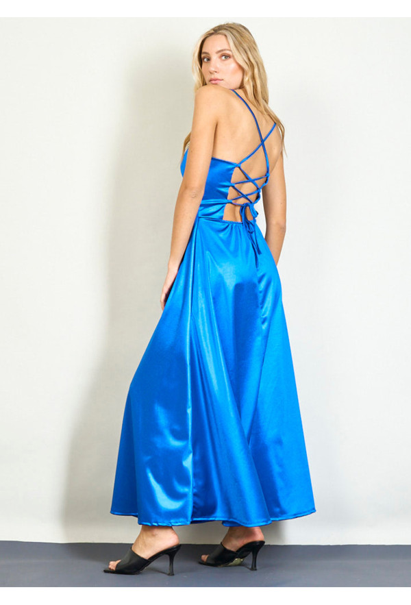 Φόρεμα Μακρύ Σατέν Blue
