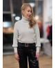 Πλεκτή Crop Μπλούζα Ζιβάγκο με Φαρδύ Μανίκι – Off White με Ασημί Lurex