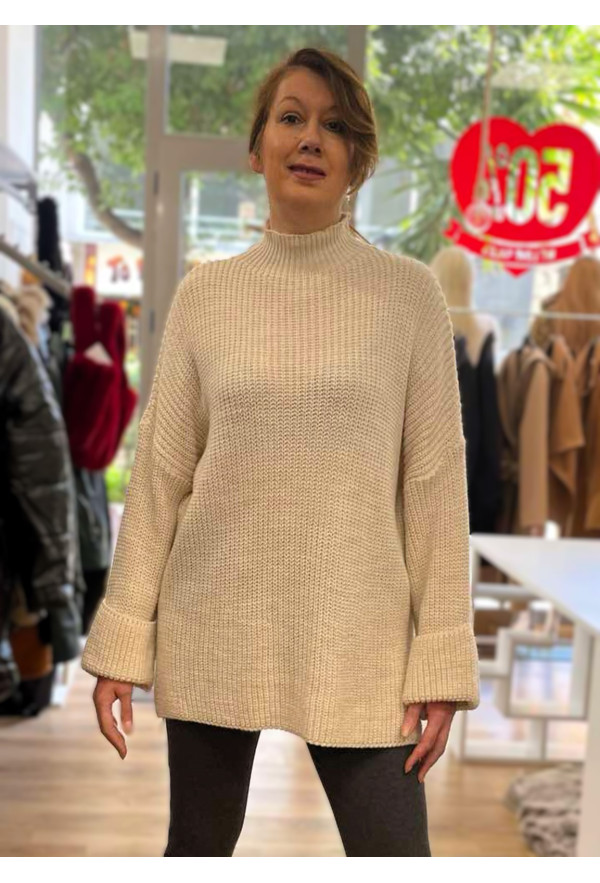 Μπλούζα Πλεκτή Oversized Beige