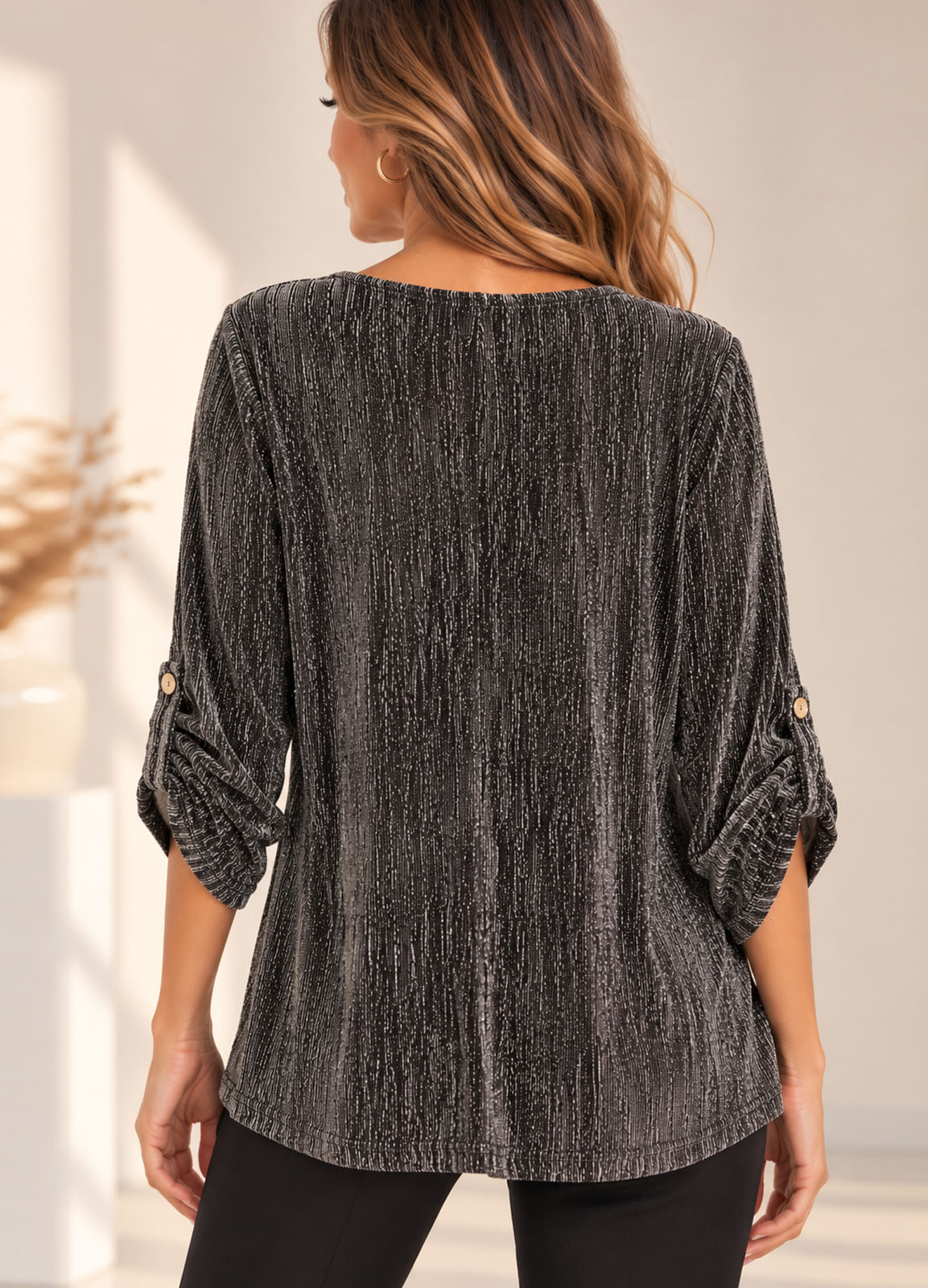 Μπλούζα Oversized με Λαμπερή Υφή 