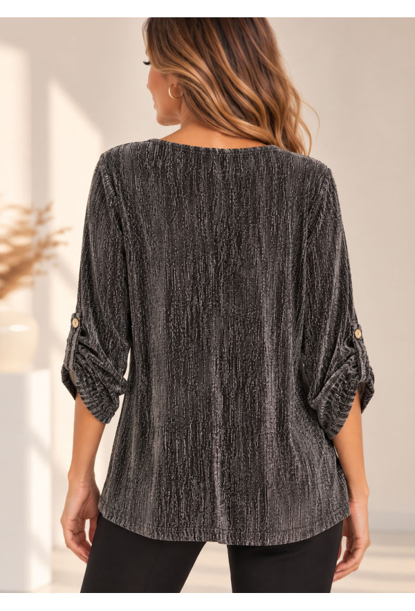 Μπλούζα Oversized με Λαμπερή Υφή 