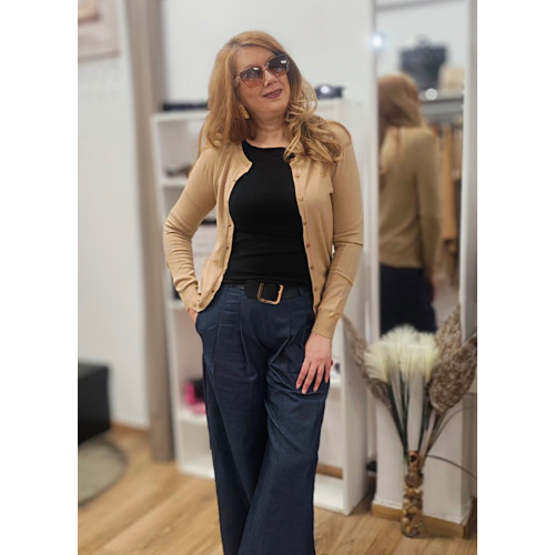 Πλεκτή Basic Ζακέτα με Κουμπιά Gold