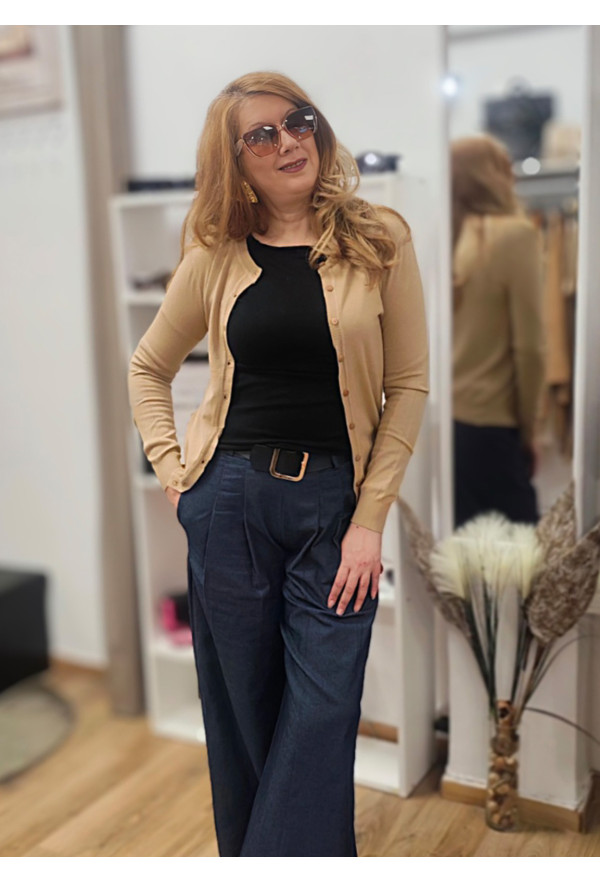 Πλεκτή Basic Ζακέτα με Κουμπιά Gold