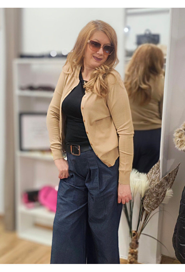 Πλεκτή Basic Ζακέτα με Κουμπιά Gold